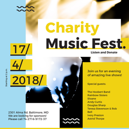 Music Fest Invitation Crowd at Concert Instagram AD tervezősablon