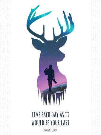 Plantilla de diseño de Motivational quote with Deer and Woman silhouette Poster US 