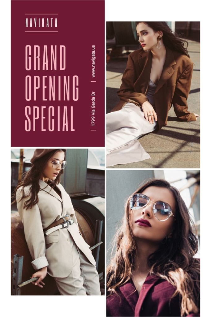 Fashion Store Grand Opening Announcement Stylish Woman Tumblr tervezősablon