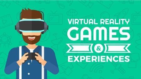 Template di design Man playing in vr glasses Title
