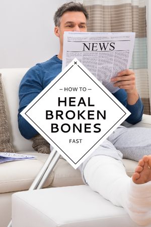 Platilla de diseño Man with Broken Leg reading Newspaper Tumblr