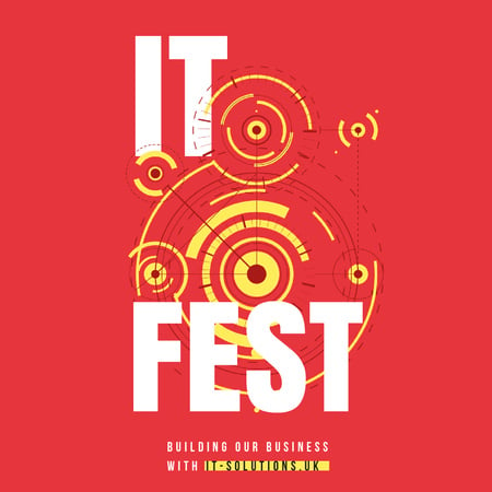 Designvorlage IT Fest Announcement Circles Mechanism für Animated Post