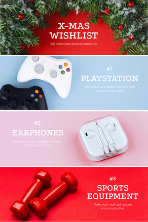Christmas Gifts with Gadgets and Equipment Pinterest Design Template