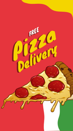 Designvorlage Pizza delivery service with tasty slice für Instagram Story