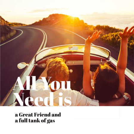 Travel Inspiration Couple in Convertible Car on Road Instagram AD Πρότυπο σχεδίασης