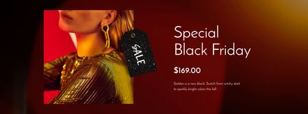 Modèle de visuel Black Friday Sale Woman in Shiny Dress - Facebook Video cover