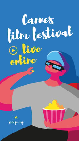Modèle de visuel Cannes Film Festival with Viewer eating Popcorn - Instagram Story