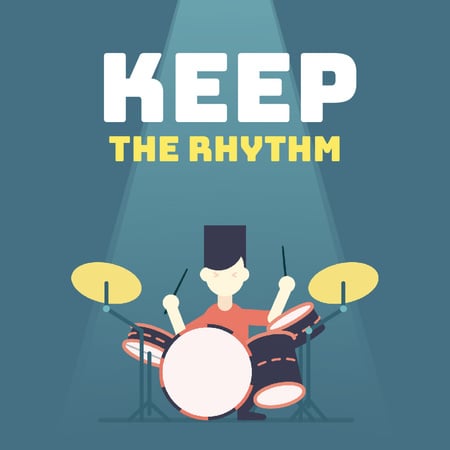 Rock Star Playing Drums Animated Post Design Template