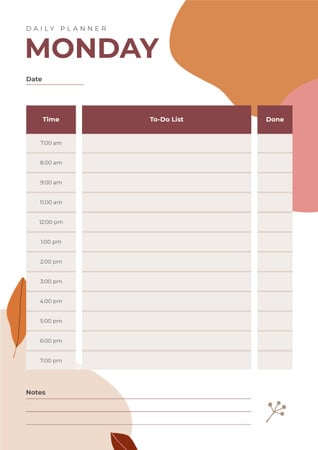 Designvorlage Tagesplaner auf Paint Blots für Schedule Planner