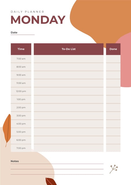 Daily Planner on Paint Blots Schedule Planner Design Template