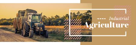 Agriculture with Tractor Working in Field Email headerデザインテンプレート