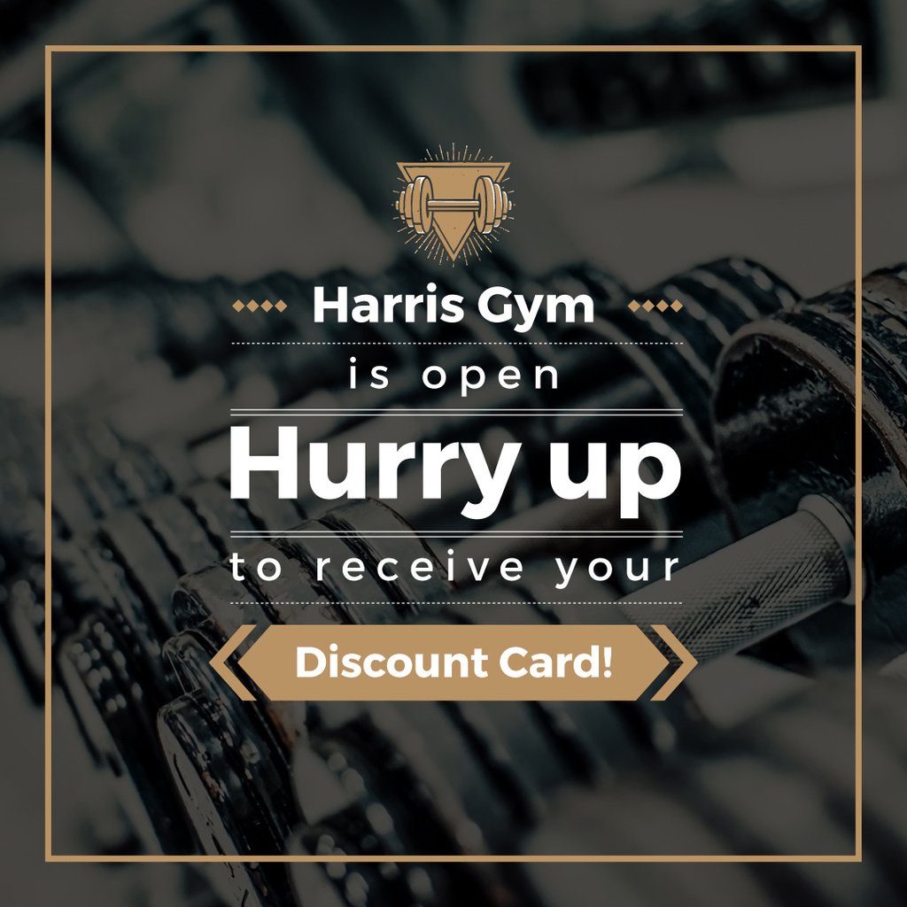 Template di design Gym Membership Offer with Dumbbells Instagram AD