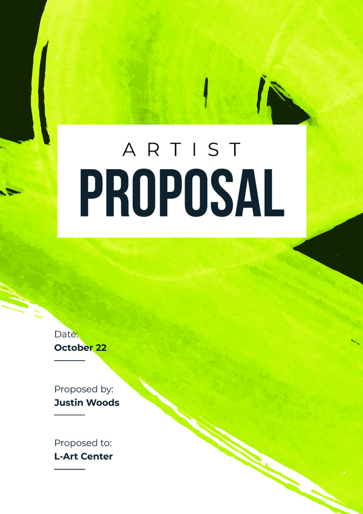 Ontwerpsjabloon van Proposal van Artist Services offer on abstract Painting