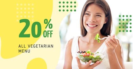 Woman Eating Healthy Meal Facebook AD Design Template