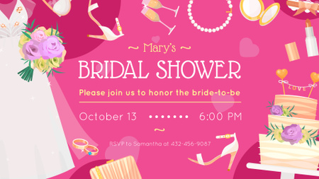Pozvánka na svatební oznámení Svatební atributy v růžové FB event cover Šablona návrhu