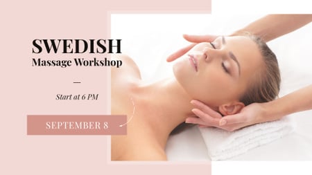 Woman at Swedish Massage Therapy FB event cover Design Template