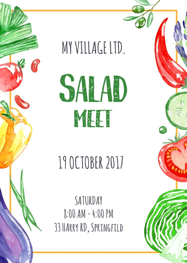 Salad meet with fresh Vegetables Flayer Design Template
