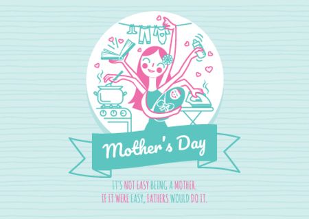 Happy Mother's Day with Happy Mom Postcard Design Template