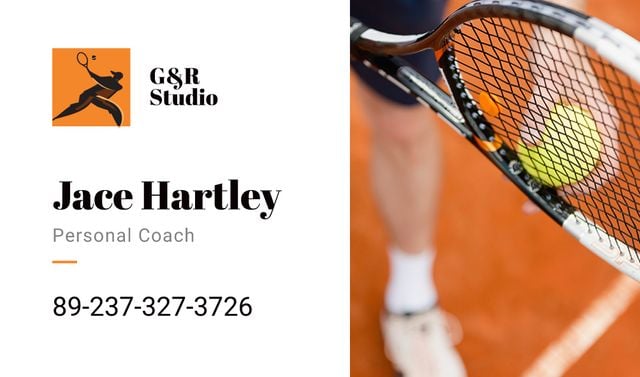 Ontwerpsjabloon van Business card van Personal tennis trainer Offer
