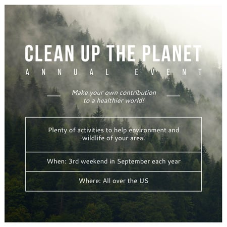 Clean up the Planet Annual event Instagram tervezősablon