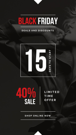Black Friday Sale Young fashionable woman Instagram Story Design Template