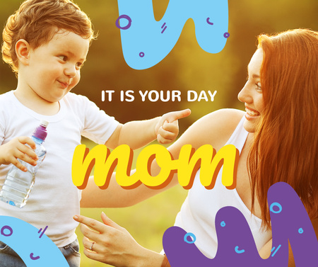 Plantilla de diseño de Happy mom with her son on Mother's Day Facebook 
