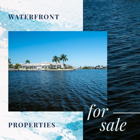 Real Estate Sale Houses at Sea Coastline Instagram AD Design Template