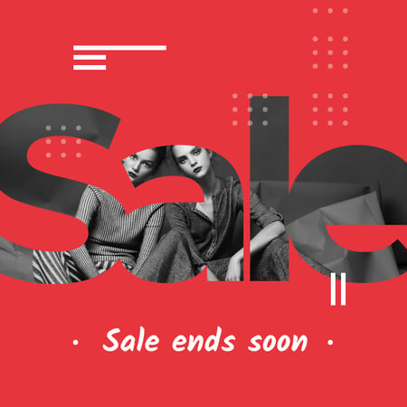 Sale Ad with Girls in stylish outfits Instagram Πρότυπο σχεδίασης