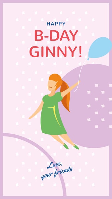Plantilla de diseño de Girl flying on Birthday balloon Instagram Story 