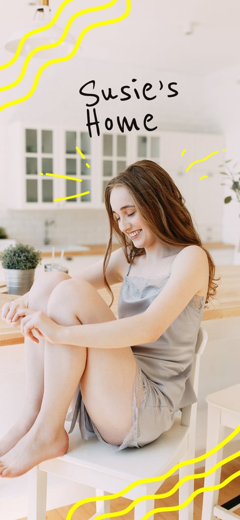 Designvorlage Happy Woman in her Kitchen für Snapchat Geofilter
