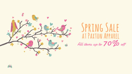 Spring Sale Birds Signing on Tree Branch Full HD video Design Template