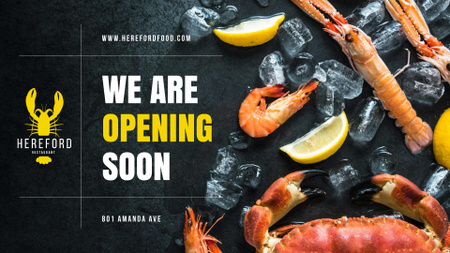 Restaurant Ad Fresh Seafood on Ice FB event cover Design Template