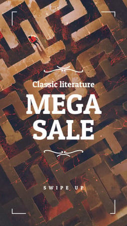 Designvorlage Literature Sale  ad on Labyrinth für Instagram Story