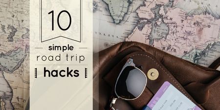 Travel Tips with Vintage Map and Bag Twitter Design Template