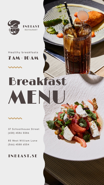 Breakfast Menu Offer with Greens and Vegetables Instagram Story tervezősablon