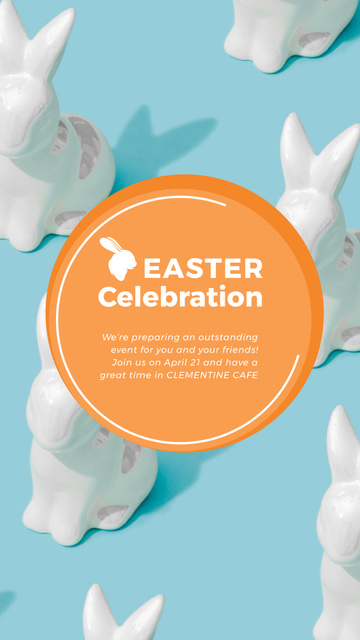 Easter Greeting Bunny Figures in blue Instagram Video Story Design Template