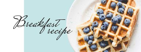 Breakfast Recipe Ad with Tasty Waffle Facebook cover Design Template