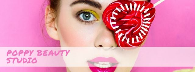 Template di design Makeup Ad Girl with Heart Shaped Lollipop Facebook Video cover