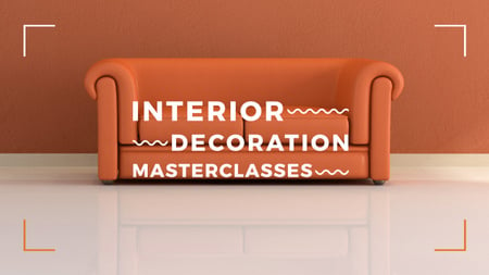 Interior Decoration Event Announcement with Sofa in Red Youtube Modelo de Design