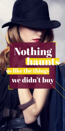 Shopping quote Stylish Woman in Hat Graphic Πρότυπο σχεδίασης