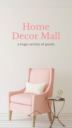 Furniture Store ad with Armchair in pink Instagram Story Tasarım Şablonu