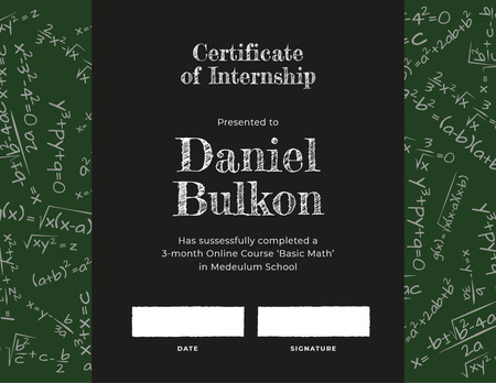 Math Course Internship completion Certificate tervezősablon