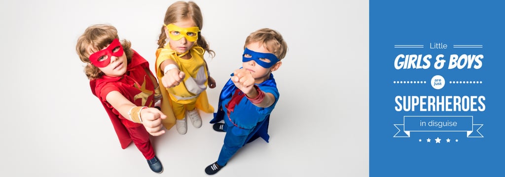 Kids in Superheroes Costumes Tumblr Design Template
