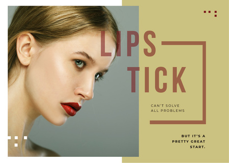 Plantilla de diseño de Young woman with red lips Postcard 