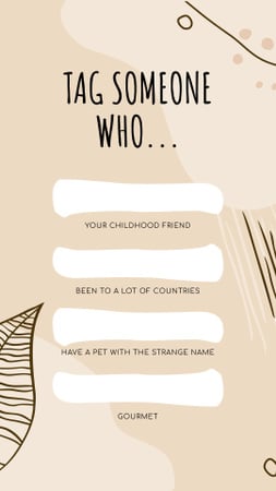 Modèle de visuel Formulaire pour marquer quelqu'un sur fond de feuilles - Instagram Story