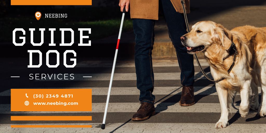 Guide Dog Services Ad with Man and Labrador Twitter Design Template