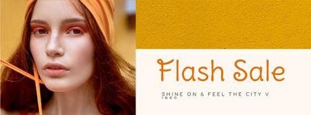 Fashion Sale stylish Woman in Orange Facebook cover Πρότυπο σχεδίασης