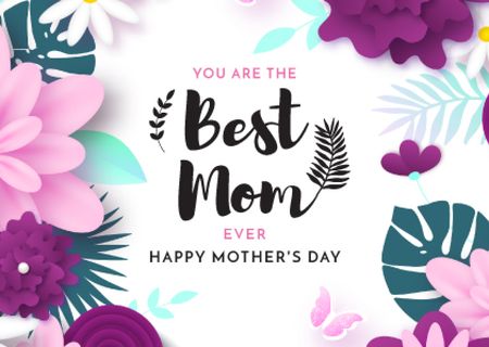 Platilla de diseño Happy Mother's Day Greeting in Flowers Frame Postcard