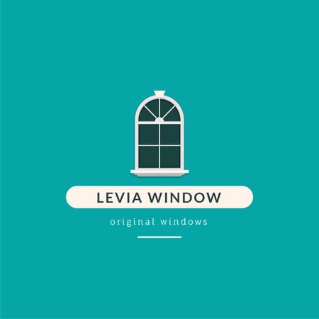 Window Installation Services Ad in Blue Logo Design Template