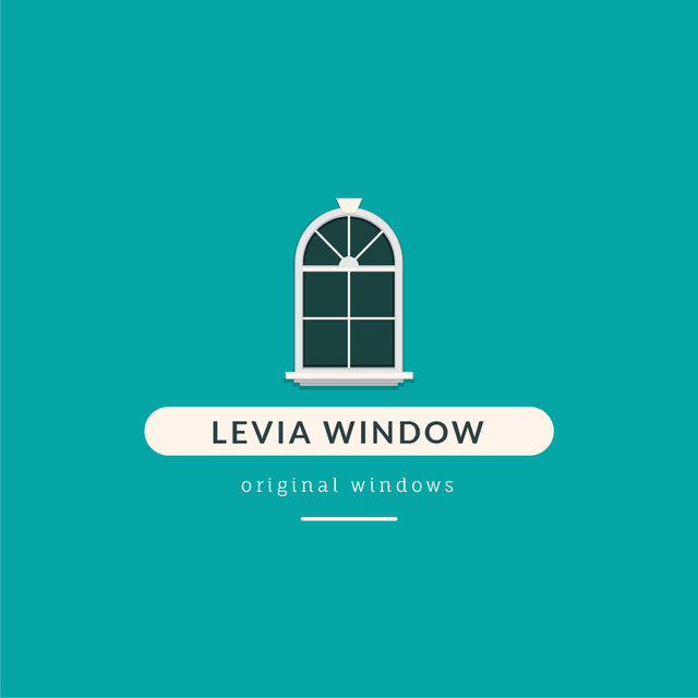 Window Installation Services Ad in Blue Logo Modelo de Design